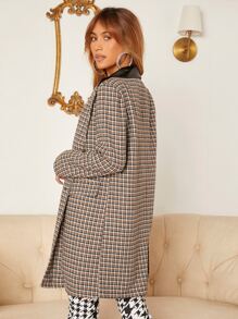 SHEIN Privé 缺口領格紋粗花呢花呢外套 - 彩色 - 查看 2