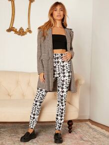 SHEIN Privé 缺口領格紋粗花呢花呢外套 - 彩色 - 查看 3