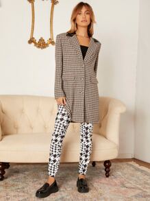 SHEIN Privé 缺口領格紋粗花呢花呢外套 - 彩色 - 查看 5