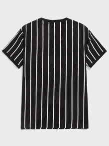Manfinity RebelGame Men Letter & Striped Graphic Tee - Black - View 2