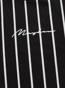 Manfinity RebelGame Men Letter & Striped Graphic Tee - Black - View 3