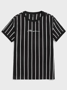 Manfinity RebelGame Men Letter & Striped Graphic Tee - Black - View 4