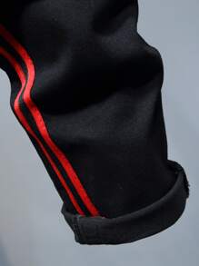 Manfinity LEGND Men Cotton Letter Patched Ripped Contrast Tape Jeans, Men Ripped Jeans, Black Ripped Jeans Men, Men Graphic Jeans - Black - View 5