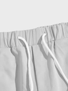 Manfinity Quần Nam Dây kéo Đắp vá Túi Lá thư Đường phố - Màu Xám nhạt - Xem 3