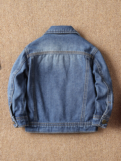 Young Boy Ripped Button Up Denim Jacket Chic Autumn/Winter