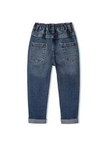 Bebé Jeans rotos con bolsillo oblicuo - Azul lavado medio - Ver 2