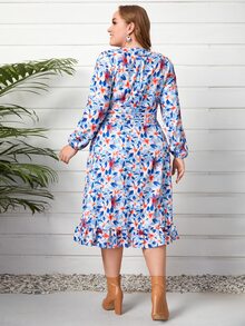 Modelyn Đầm Plus Size Thắt lưng Viên lá sen Trọn gói Hoa Boho - Nhiều màu - Xem 2