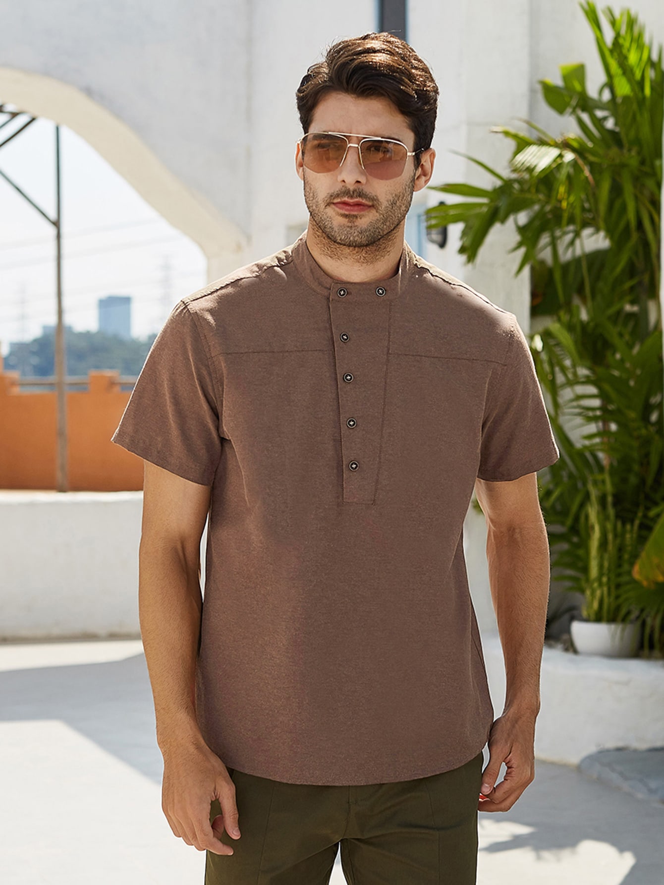 Men Half Button Shirt | SHEIN ASIA
