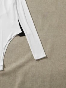 2 piezas Body estilo camiseta de cuello cisne - Blanco y Negro - Ver 3