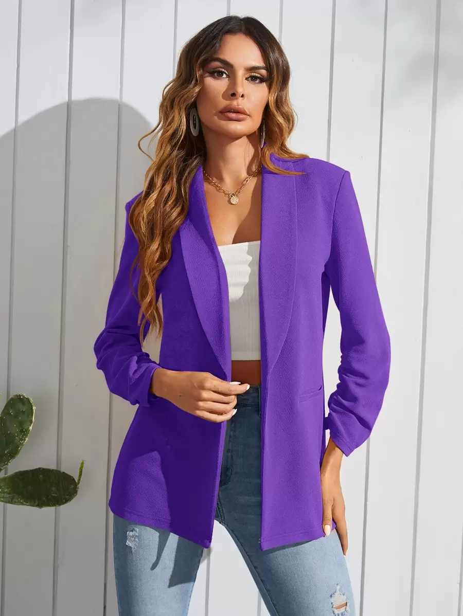 SHEIN Clasi Shawl Collar Solid Blazer In Fall/Winter - Violet Purple - View 1