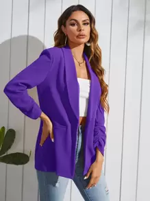 SHEIN Clasi Shawl Collar Solid Blazer In Fall/Winter - Violet Purple - View 4