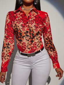 Leopard And Baroque Print Shirt