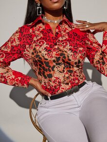 Leopard And Baroque Print Shirt