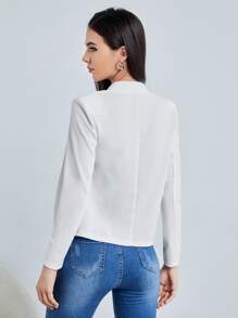 BizChic Women's Lightweight Open Front Blazer Jacket, Basic Top For Urban Commuting, Minimalist & Fashionable Business Casual Outerwear For Office Wear In Fall/Winter - White - View 2