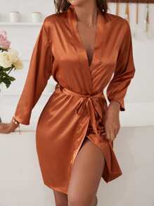 2 piezas Bata con cinturón de satén - Multicolor - Ver 8