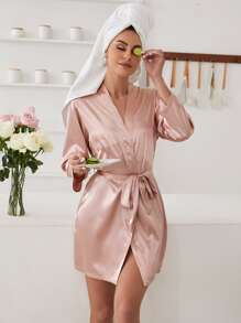 2 piezas Bata con cinturón de satén - Multicolor - Ver 10
