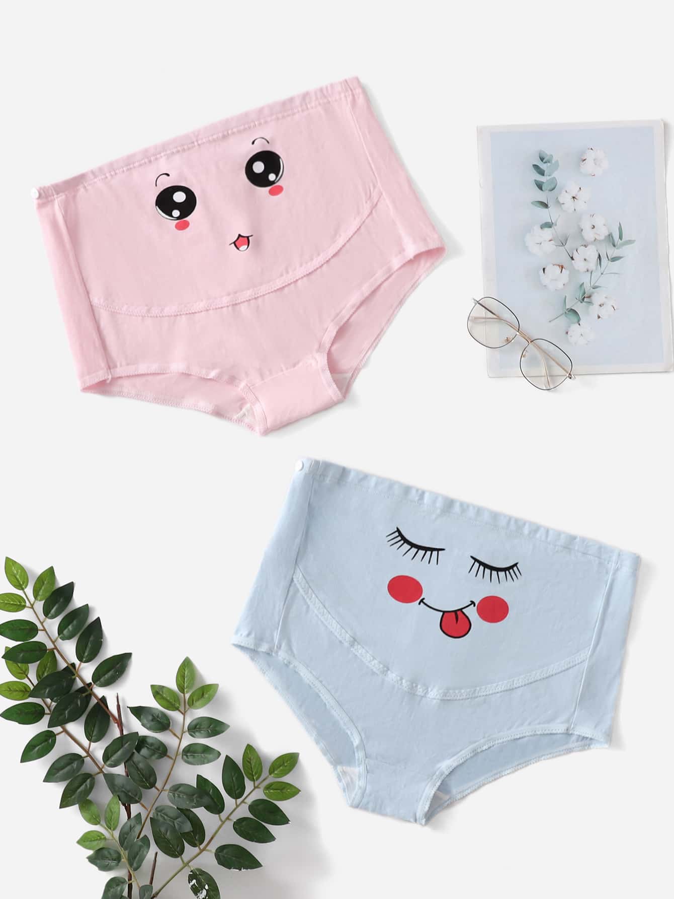 SHEIN 2 Packs Maternity Cartoon Graphic Panty - Multicolor - View 1