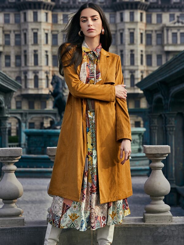 MOTF PREMIUM SUEDETTE BELTED COAT