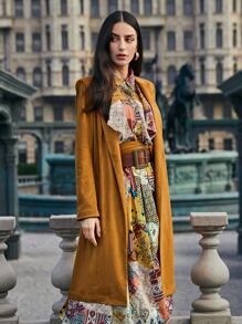 MOTF PREMIUM SUEDETTE BELTED COAT - Brown - View 3