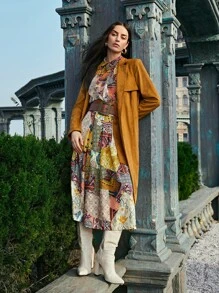 MOTF PREMIUM SUEDETTE BELTED COAT - Brown - View 6