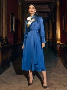 MOTF PREMIUM GATHERED TWIST SHIRT DRESS - Blue - View 2