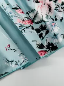 SHEIN Young Girl Floral Print Ruffle Trim Dress - Blue - View 4