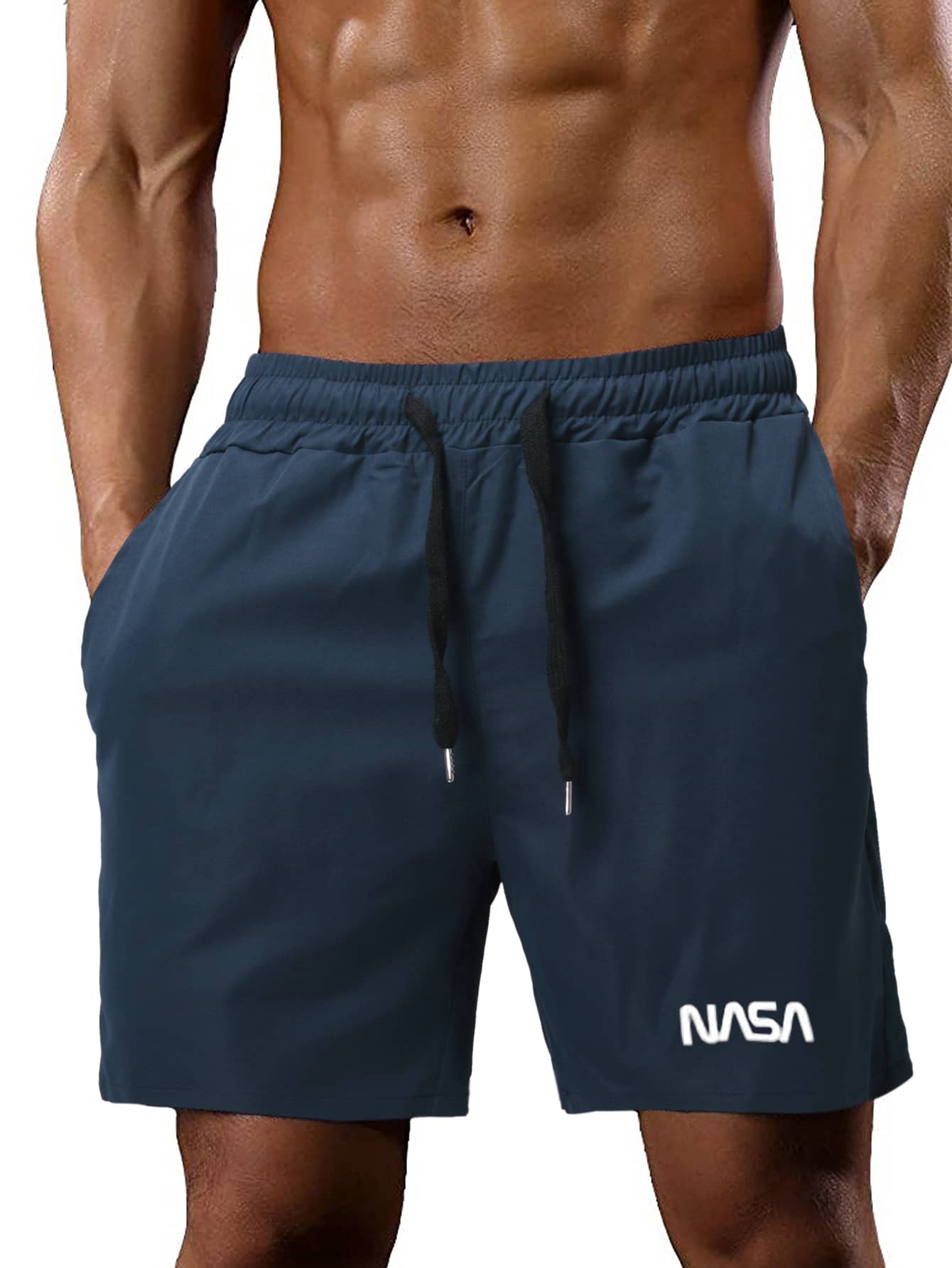 Manfinity Homme Men Loose-Fit Letter Graphics Drawstring Waist Shorts