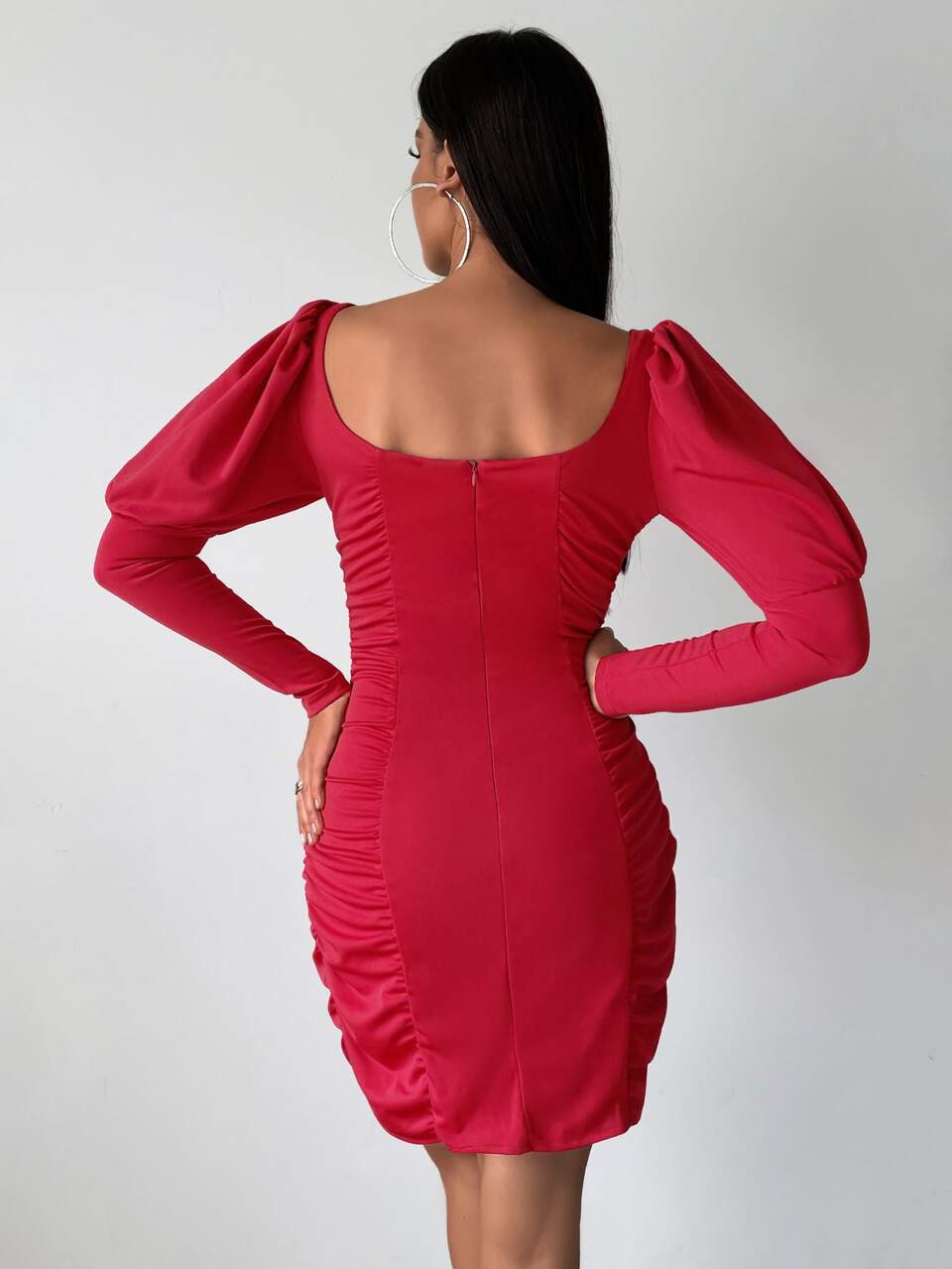 Sweetheart Neck Gigot Sleeve Hook And Eye Dress Fall Cloth For Women