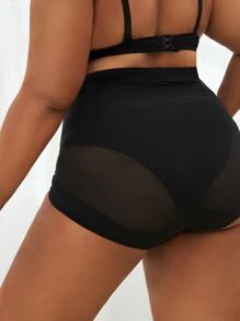 Plus Solid Shapewear Shorts - Black - View 2