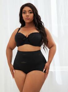 Plus Solid Shapewear Shorts - Black - View 3