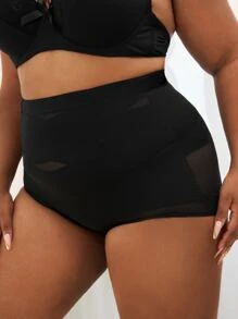 Plus Solid Shapewear Shorts - Black - View 4