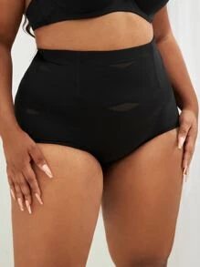 Plus Solid Shapewear Shorts - Black - View 5
