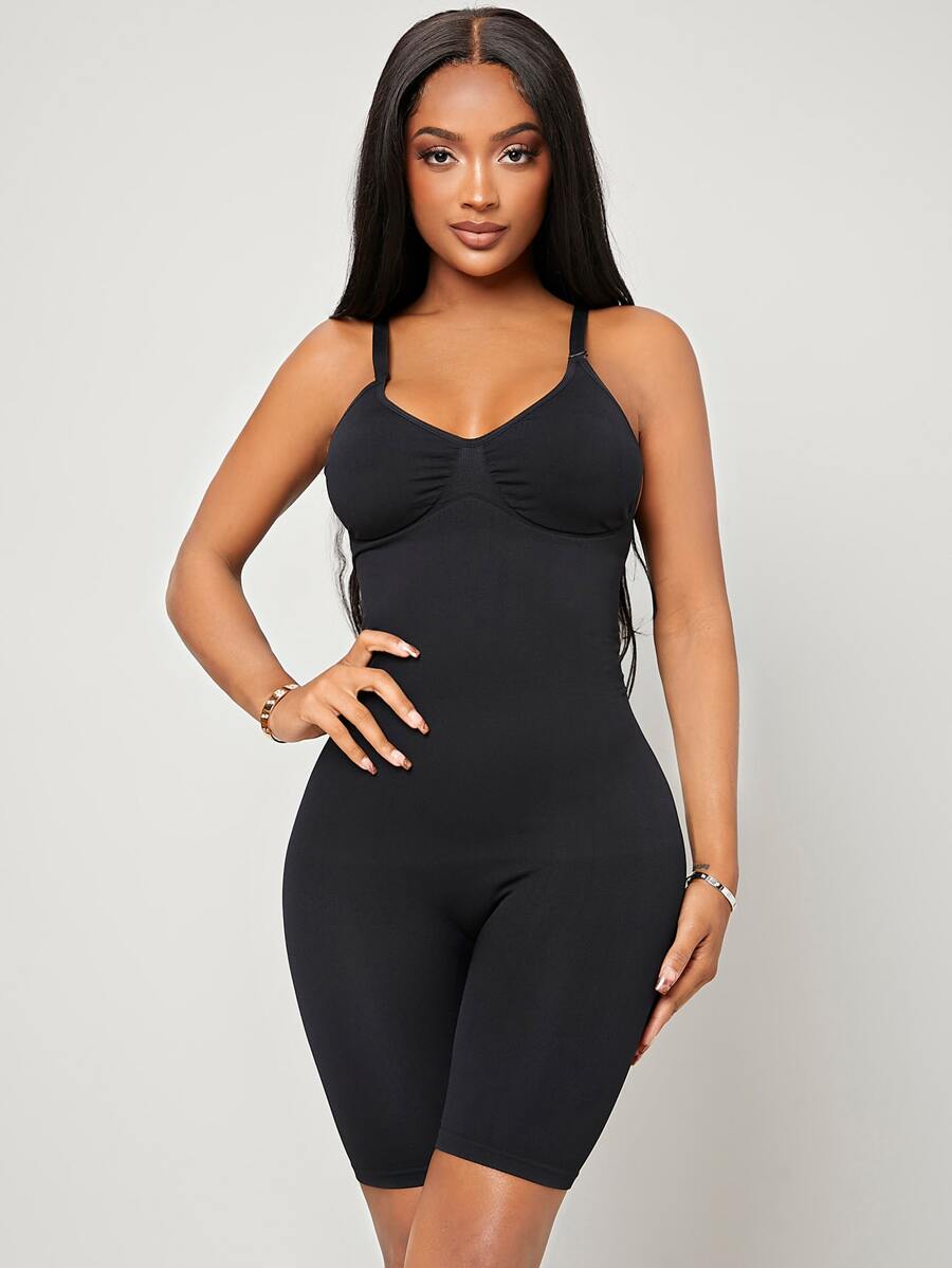 Solid Shapewear Bodysuit - Black - View 1