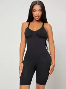 Solid Shapewear Bodysuit - Black - View 4