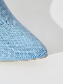 Minimalist Stiletto Knit Boots - Baby Blue - View 3