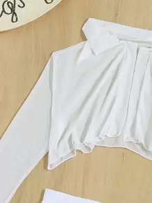 Swim Chiccia 女式夏季海滩透明比基尼套装吊带三角胸罩和丁字裤和罩衫和裤子 4 件套泳衣度假装女士 - 白色 - 查看 7