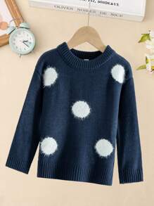 Niñas Jersey con patrón de lunares - Azul Marino - Ver 1