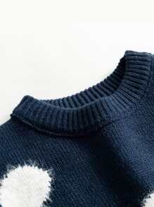 Niñas Jersey con patrón de lunares - Azul Marino - Ver 3