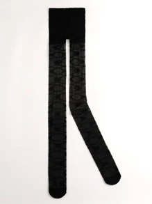 1 Pair Black Wave Pattern Tights Women Sexy Pantyhose Autumn And Spring Fashion - Black - View 5