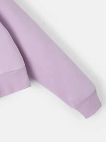 INAWLY Solid Drawstring Crop Thermal Lined Hoodie - Dusty Purple - View 3