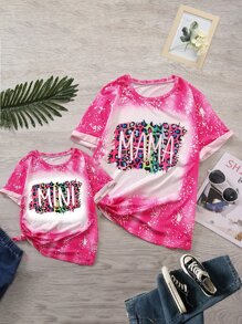 SHEIN LUNE Plus Áo thun họa tiết da báo và chữ Áo thun họa tiết phụ nữ - Nhiều màu - Xem 3