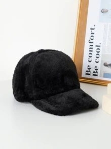 Gorra de béisbol unicolor de peluche - Negro - Ver 1