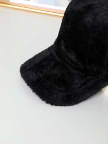 Gorra de béisbol unicolor de peluche - Negro - Ver 3