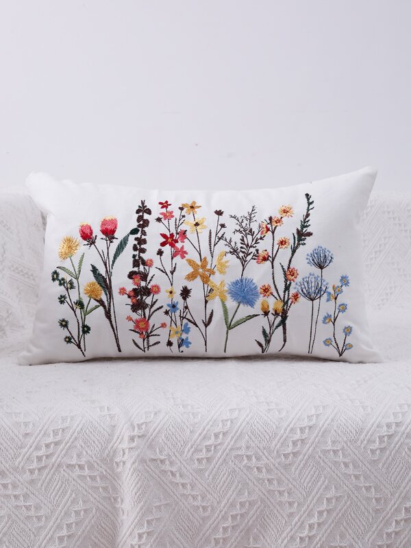 Plant Embroidery Pillowcase Without Filler SHEIN USA