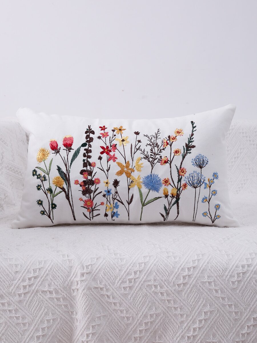 Miater Funda de almohada sin relleno planta con bordado - Multicolor - Ver 1