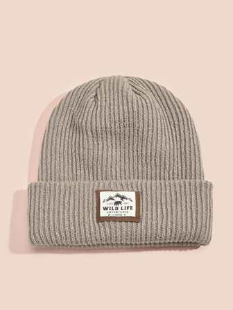 Letter Patch Decor Beanie Casual,School