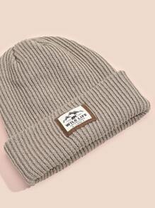 字母贴片装饰便帽 休闲,学校 - 卡其色 - 查看 3