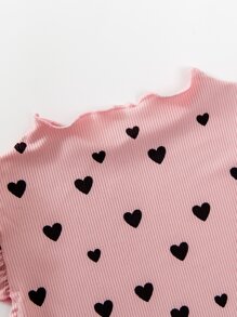 SHEIN Young Girl 2pcs Heart Print Ruffle Trim Tank Top - Multicolor - View 4