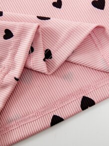 SHEIN Young Girl 2pcs Heart Print Ruffle Trim Tank Top - Multicolor - View 5