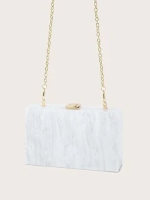 Glitter Bling,Shiny Glamorous,Elegant,Exquisite Mini Marble Design Chain Square Bag, Perfect Bride Purse For Wedding, Prom & Party Events Dinner Bag,Evening Bag For Party Girl,Woman,For Female Perfect For Party,Wedding,Prom,Dinner/Banquet,For Best Gift For Women - trắng - Xem 4